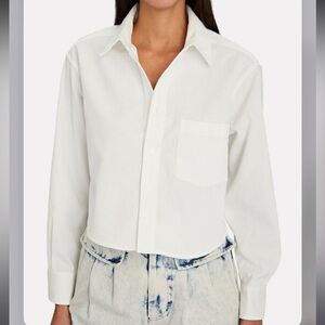 Black Iris Cropped Corduroy Boyfriend Shirt